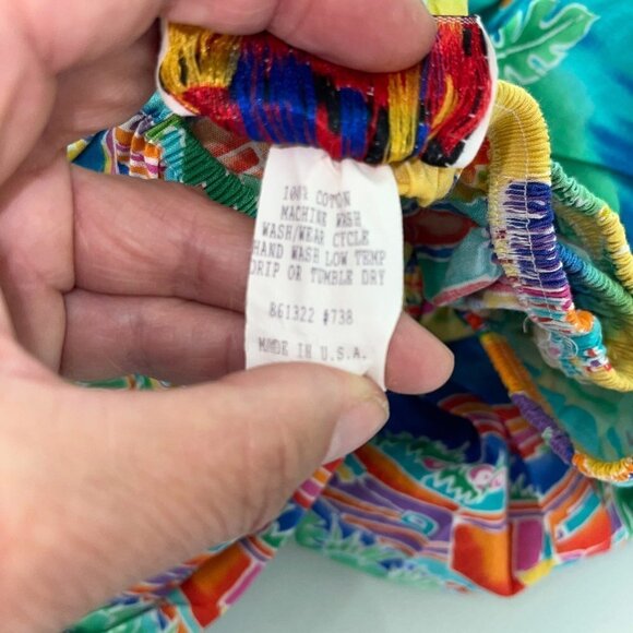 Explosive Womens Crop Top Size Small Vintage Tropical Print Off The Shoulder USA - Picture 11 of 13